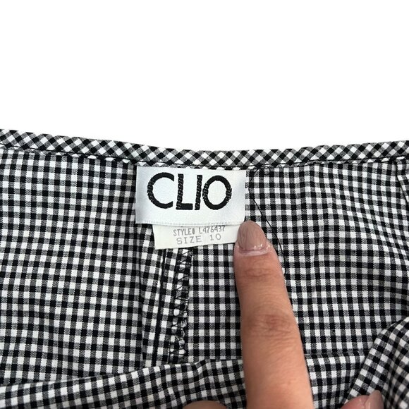 Vintage‎ Clio Gingham Bows Knee Length Skirt Black Size 10 Coquette Euro Summer - Picture 4 of 9